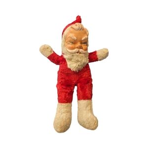 Vintage Rubber Face Santa plush kitsch Christmas